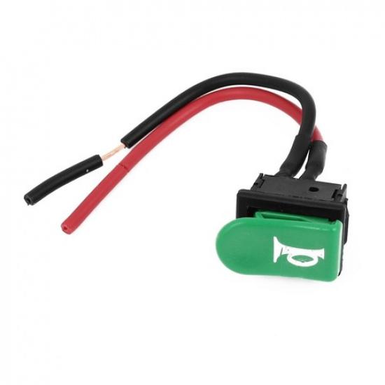 SPST Green Horn Button Momentary Wired Switch DC 12V for Motorcycle