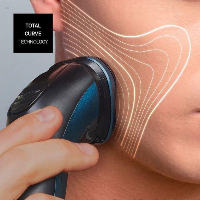 Rasoir Électrique - 3-SIDE SHAVE - Triple Tête - Rechargeable - Autonomie 45 Min - Lavable