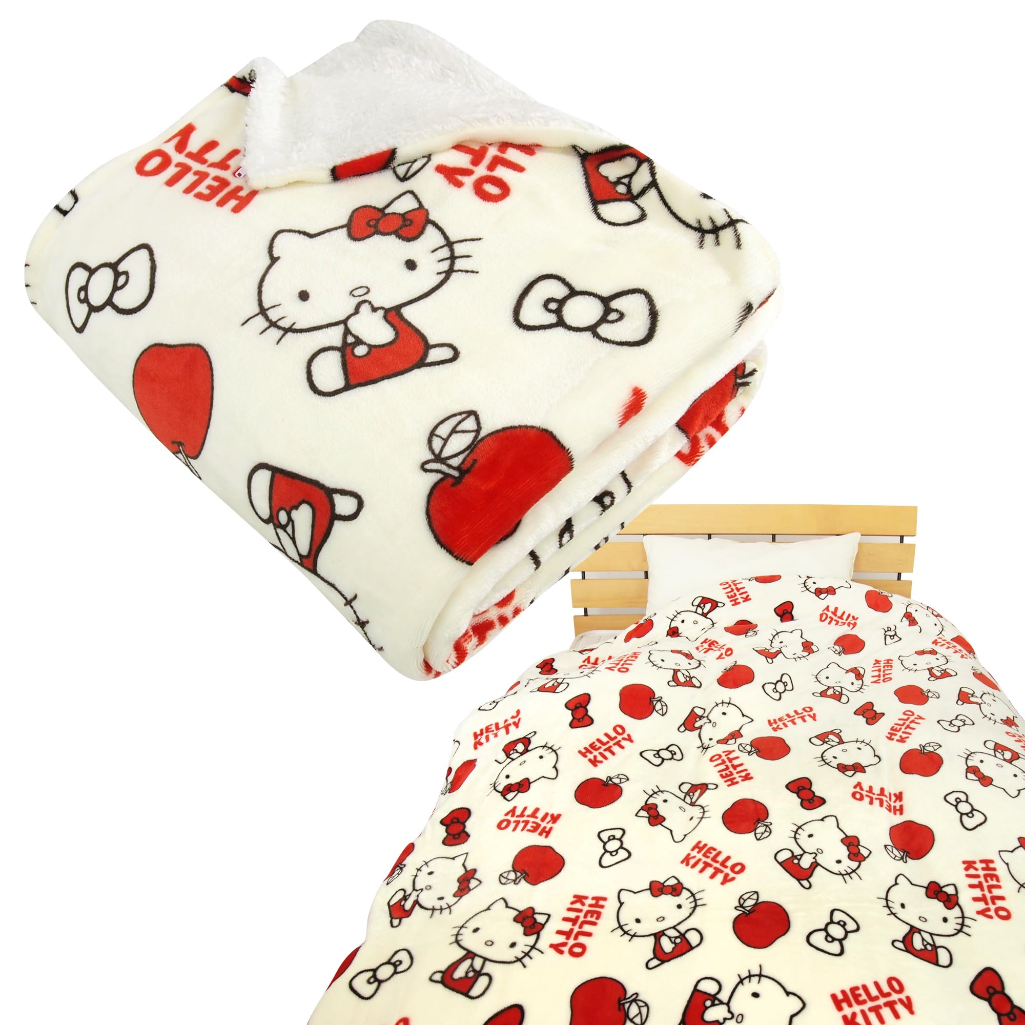 

RIVERE Hello Kitty Duvet Single Warm Flannel and Warm Duvet Blanket 150 x 210 Sanrio Kitty Goods Cover, Size, Sheep-like Boa, Washable, Cover, Cover,