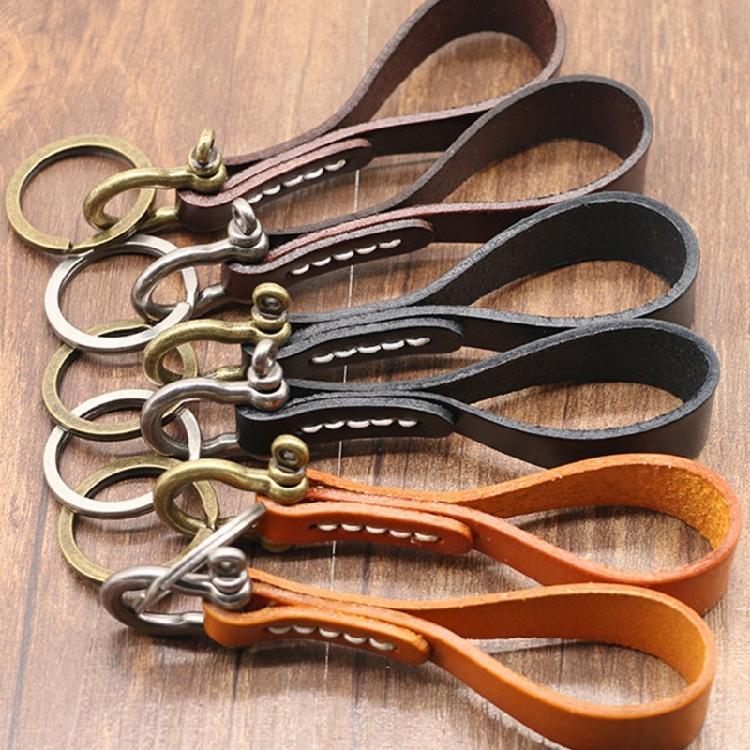 Universal Leather Car Fobbed Keychain Lanyard Metal Keyrings Leather Key Chain for Men Women
