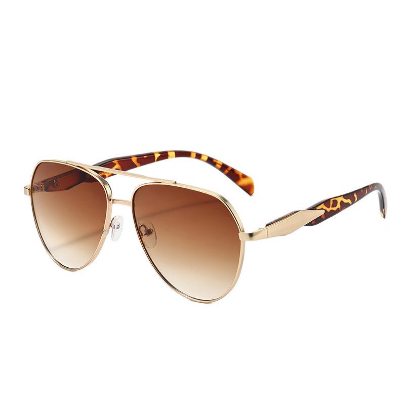 Sunglasses Large Frame Niche Y2K Toad Glasses Double Beam Metal Advanced Pilot Sunglasses