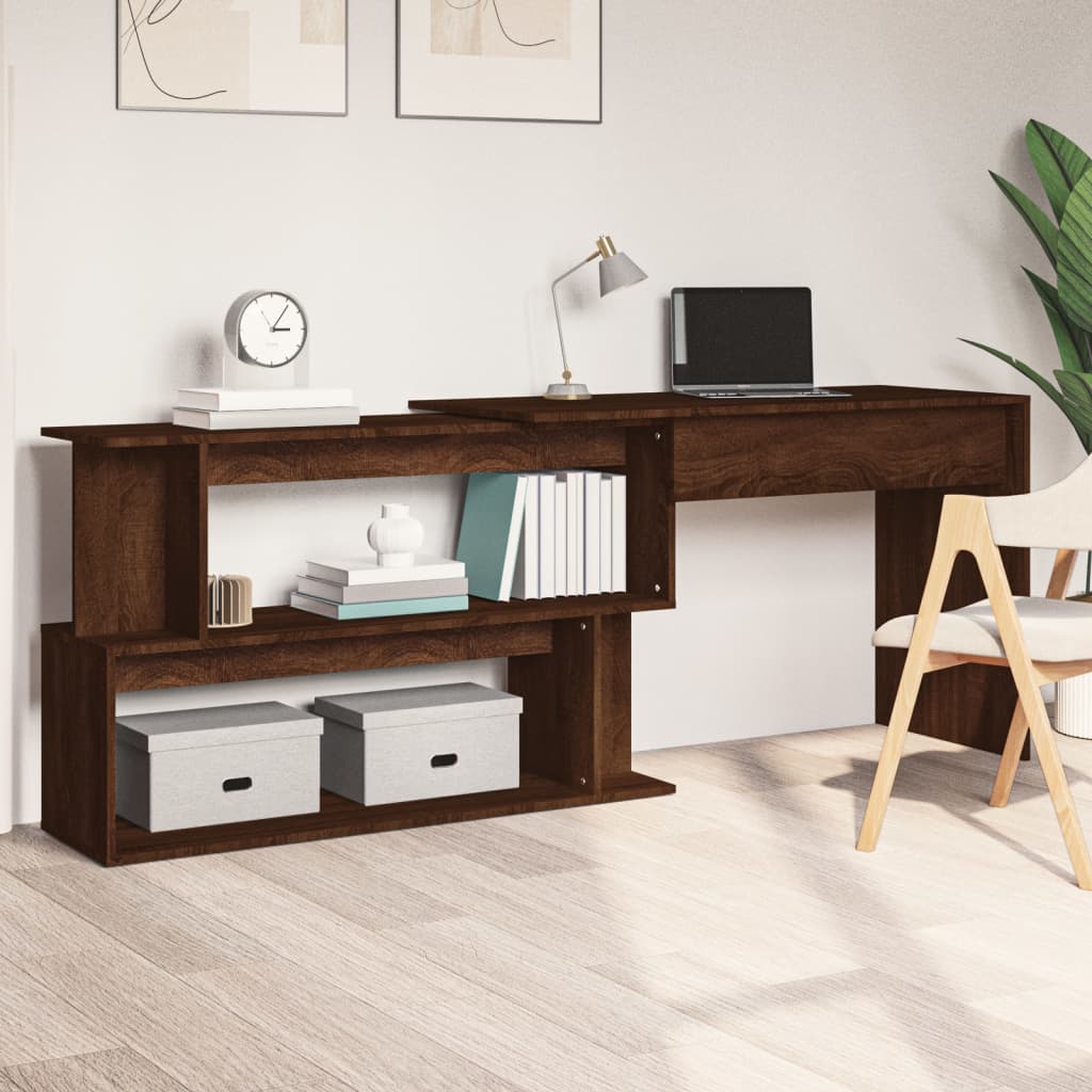 Corner Desk Brown Oak Effect 200 x 50 x 76 cm Particleboard