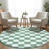 Super Soft Rug, Round Rug for Bedroom, 2X2M Black and White Checkered Round Rug Non-Slip High Pile Cute Soft Fluffy Rug for Bedroom Kids Room
