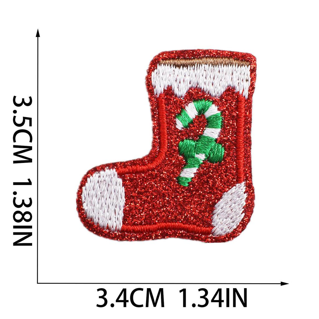 Christmas Theme Embroidery Cloth Sticker Cartoon Apple Patch Sticker Glitter Powder Material Little Squirrel Computer Embroidery Label