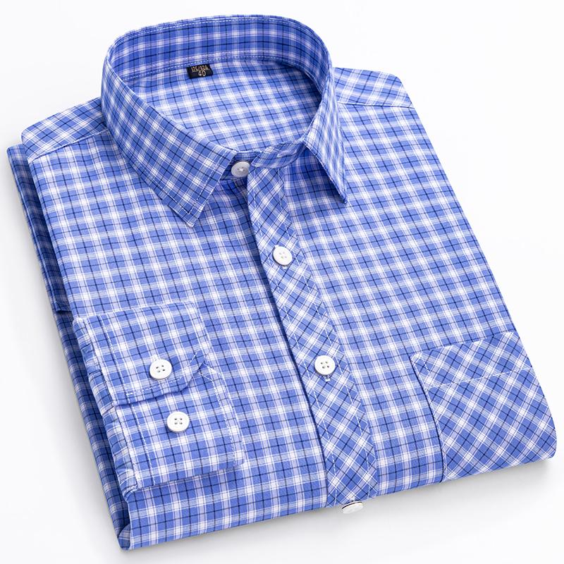 Spring Summer Thin Men's Shirt Long-Sleeved Cotton Plaid Shirt Formal Fashion Soft Breathable Classic Basic Casual  Shirts
