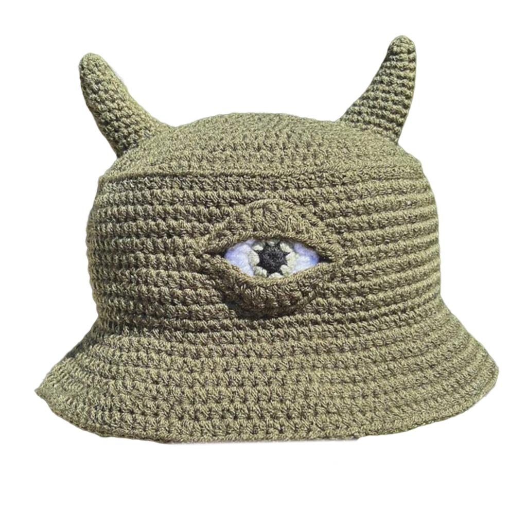 Knitted Cap Winter Warm Unisex Knitting Hat Devil Horns Single Eye Decorative Knit Hat for Adults Teens Gift