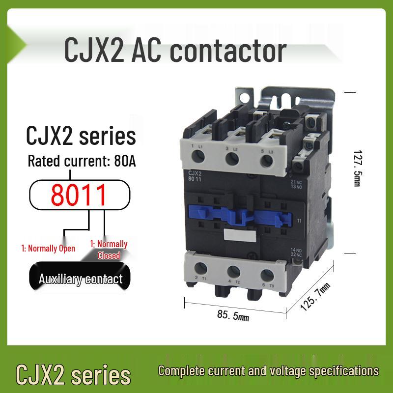 AC Contactor CJX2 Series: 1210, 0910, 1810, 2510, 3210 - Single-phase 220V, Three-phase 380V, 12A