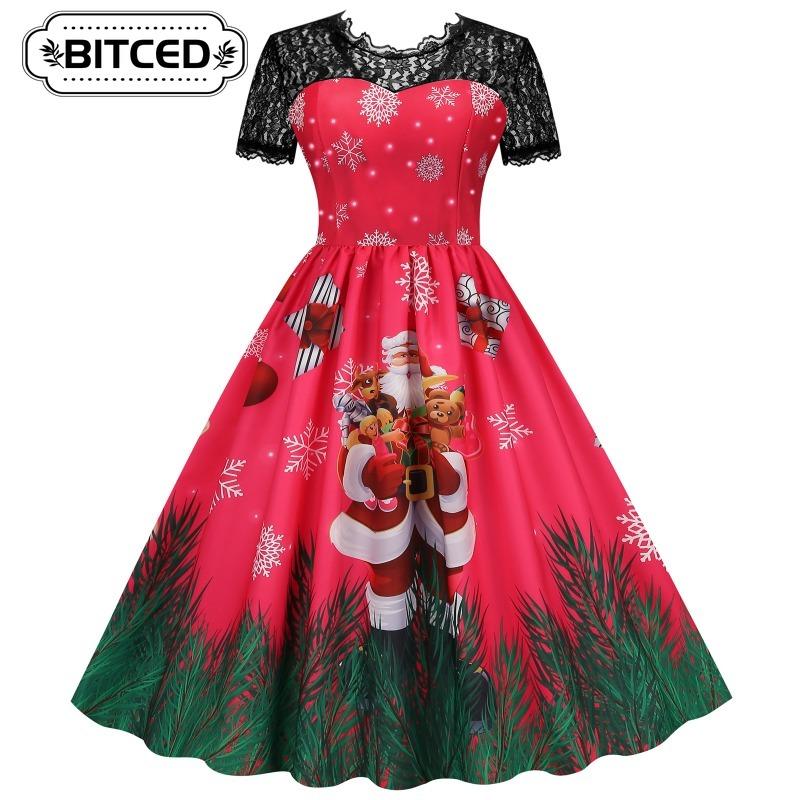 BITCED Fashion Summer Spring Short Sleeve O-Neck Casual Dresses