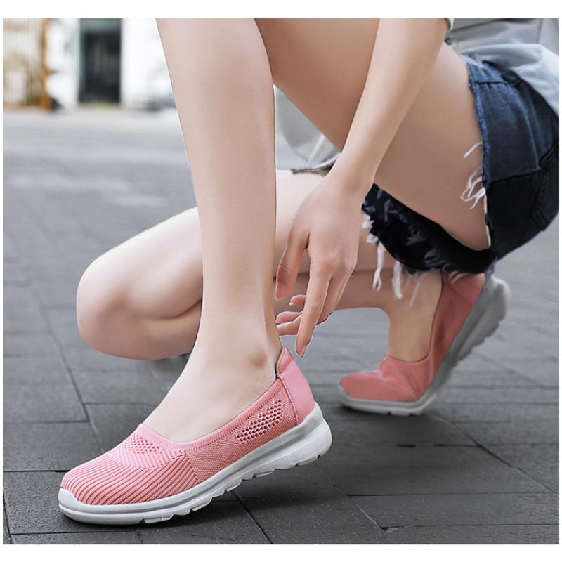 Herbstschuhe für Mütter mittleren Alters und ältere Mütter, Damen-Freizeitschuhe aus gewebtem Mesh-Stoff, Atmungsaktive Sportschuhe, Einschlupfschuhe für ältere Menschen