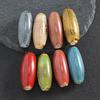 Large Oval Ceramic Beads for DIY Jewelry: Flower Glaze, Retro Straight Hole, Ideal for Bracelets and Necklaces.