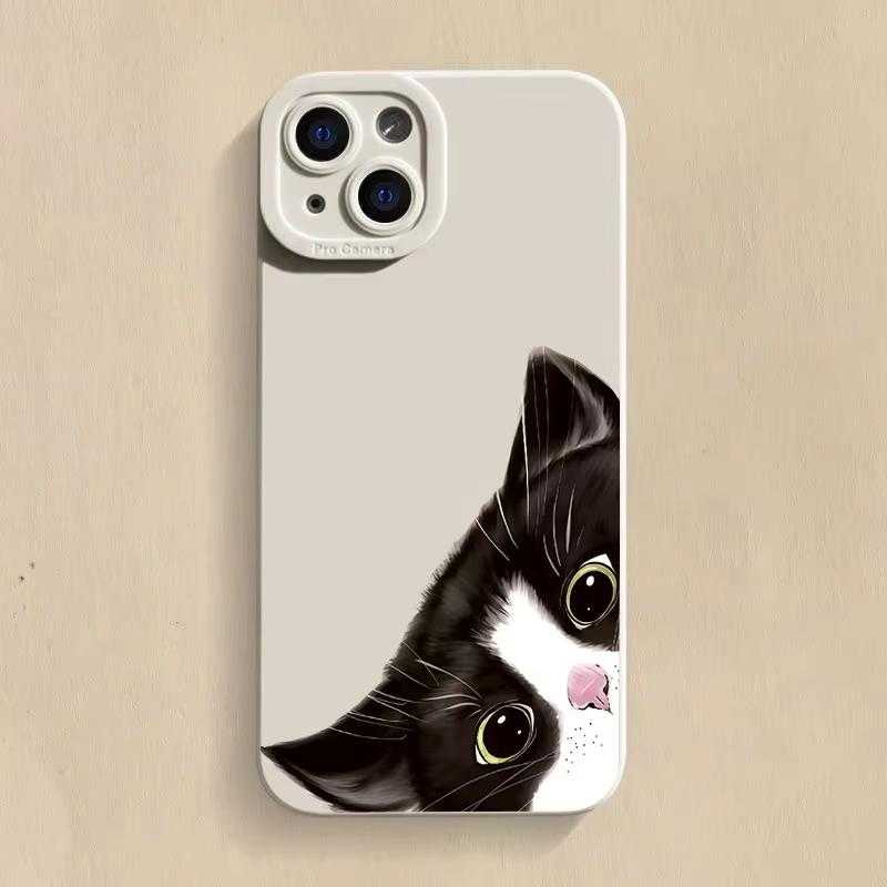 Cute Black Cat Pattern Phone Case For Samsung Galaxy S25 Ultra S24 S23 FE S22 Plus S21S20 A54 A55 A35A15 Soft Silicone Cover