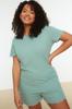 Women's Style Plus Size Mint Knitted Pajama Set