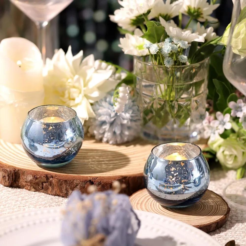 6/12PCS Mercury Glass Votive Candle Holders Centerpiece Table Tealight Candlestick for Party Home Wedding Decorations