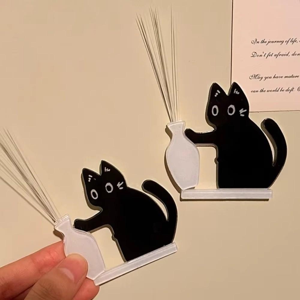 High Quality Acrylic Cat Whiskers Collection Ornaments Magnetic Cartoon Cat Refrigerator Sticker Cat Hair Storage Memorial Box
