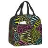 Purple And Pink Leopard Seamless Thermal Insulated Lunch Bag Animal Cheetah Resuable Lunch Container for School Food Box