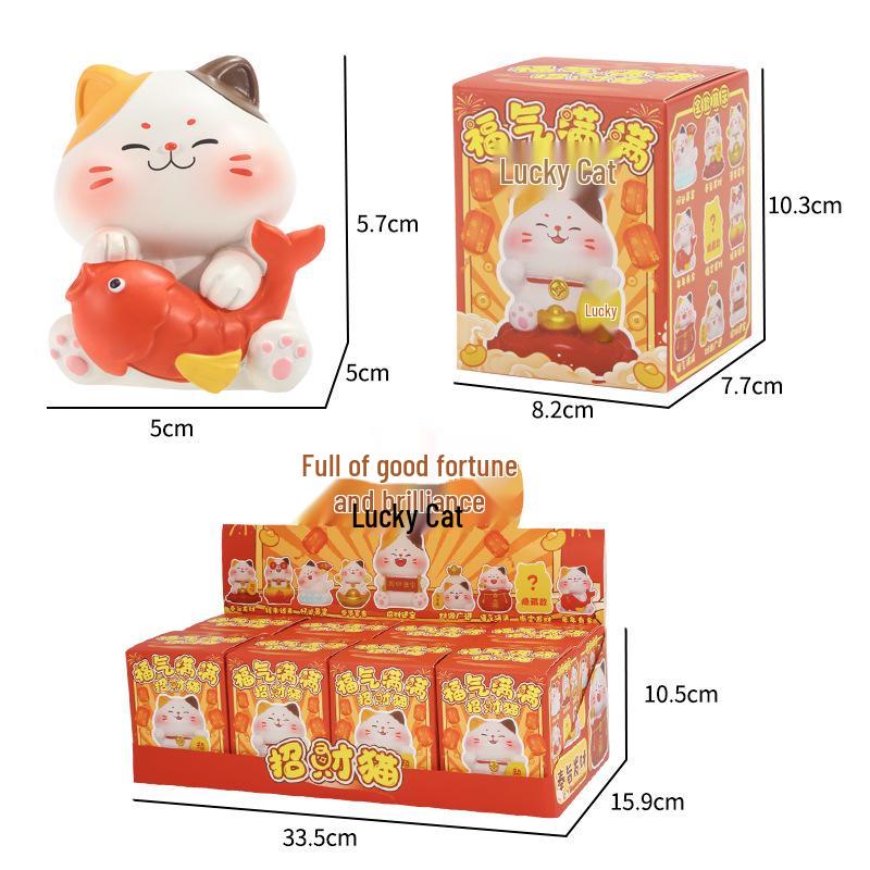 Blessings Beckoning Cat Blind Box: Wealth & Treasure Design Desktop Ornament Gift