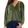 Ladies' Loose And Comfortable Gold Velvet V-neck Dawstring Hooded Button Up Oversized Top