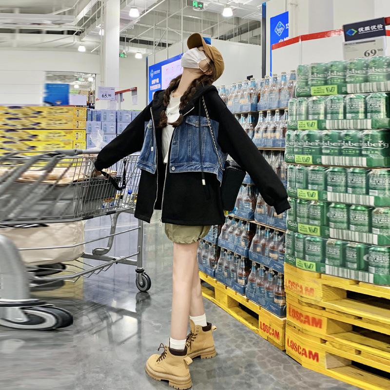 Denim Jacket for Women Spring and Autumn New Style Salt Style Light and Mature Feeling Super Nice Retro College Style Sweatshirt