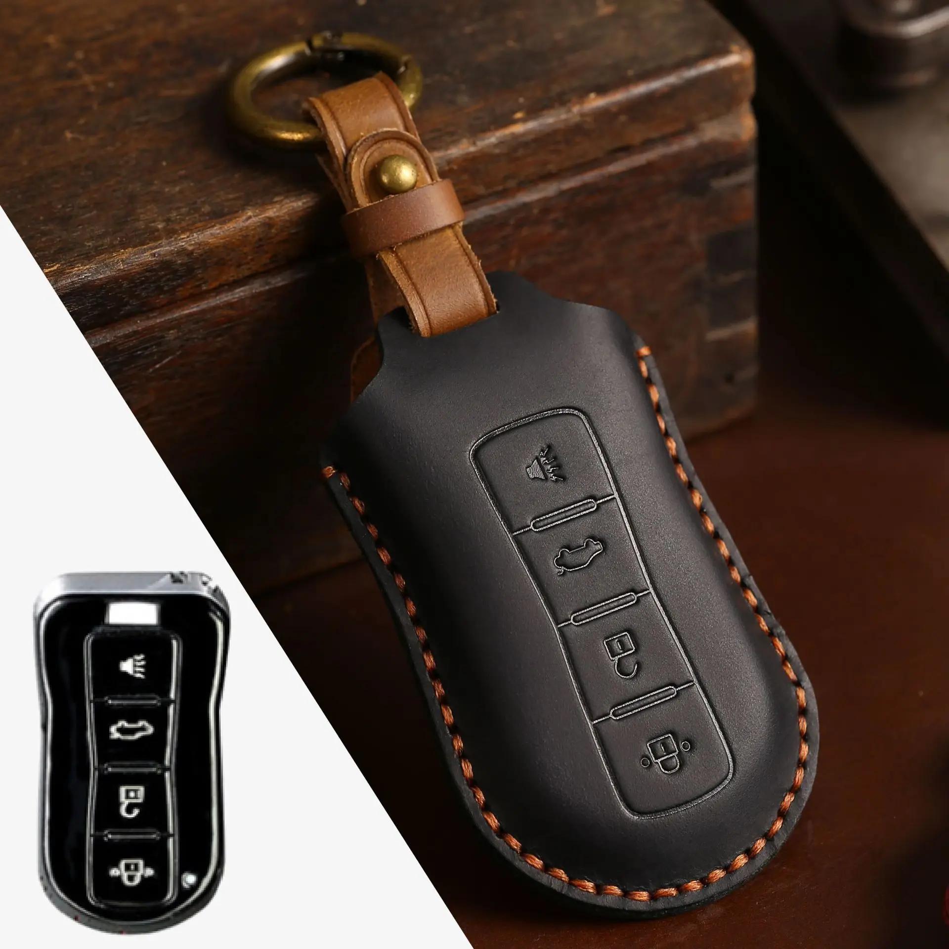 

Handmade leather car key bag suitable for Haima key set M3M6S7 Fumeilai Crazy Horse leather car key bag set чорний