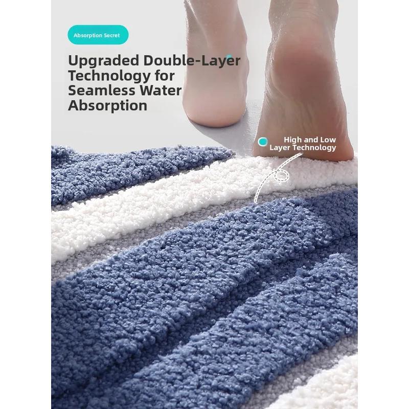Highly Absorbent Mat Non-Slip Bathroom Floor Mat for Entrance & Bathroom, Dirt Resistant Household Soft Carpet for Home Daily Us