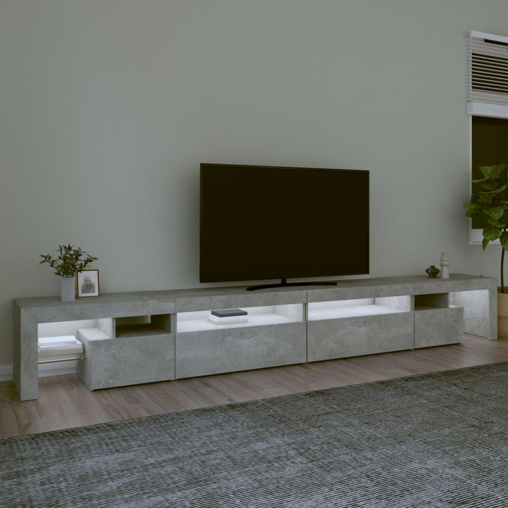 Vidaxl Szafka Pod Tv Z Oświetleniem Led, Szarość Betonu, 290X36,5X40Cm