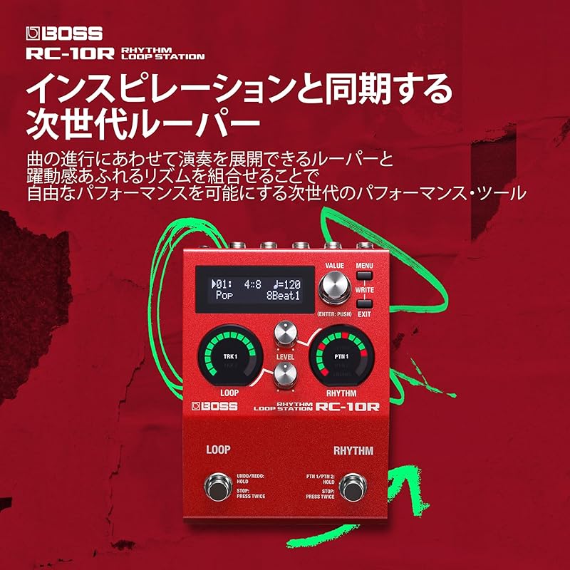 BOSS RC-10R Rhythm Loop Station with Looper, 280 Rhythm Patterns, 16 Built-in Drum Kits, and Simple Operation. A Pedal-in-one Loop Station and Drum