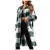 Módní dámské ležérní volné broušené vlněné plyšové kostkované kabátky s dlouhým rukávem
