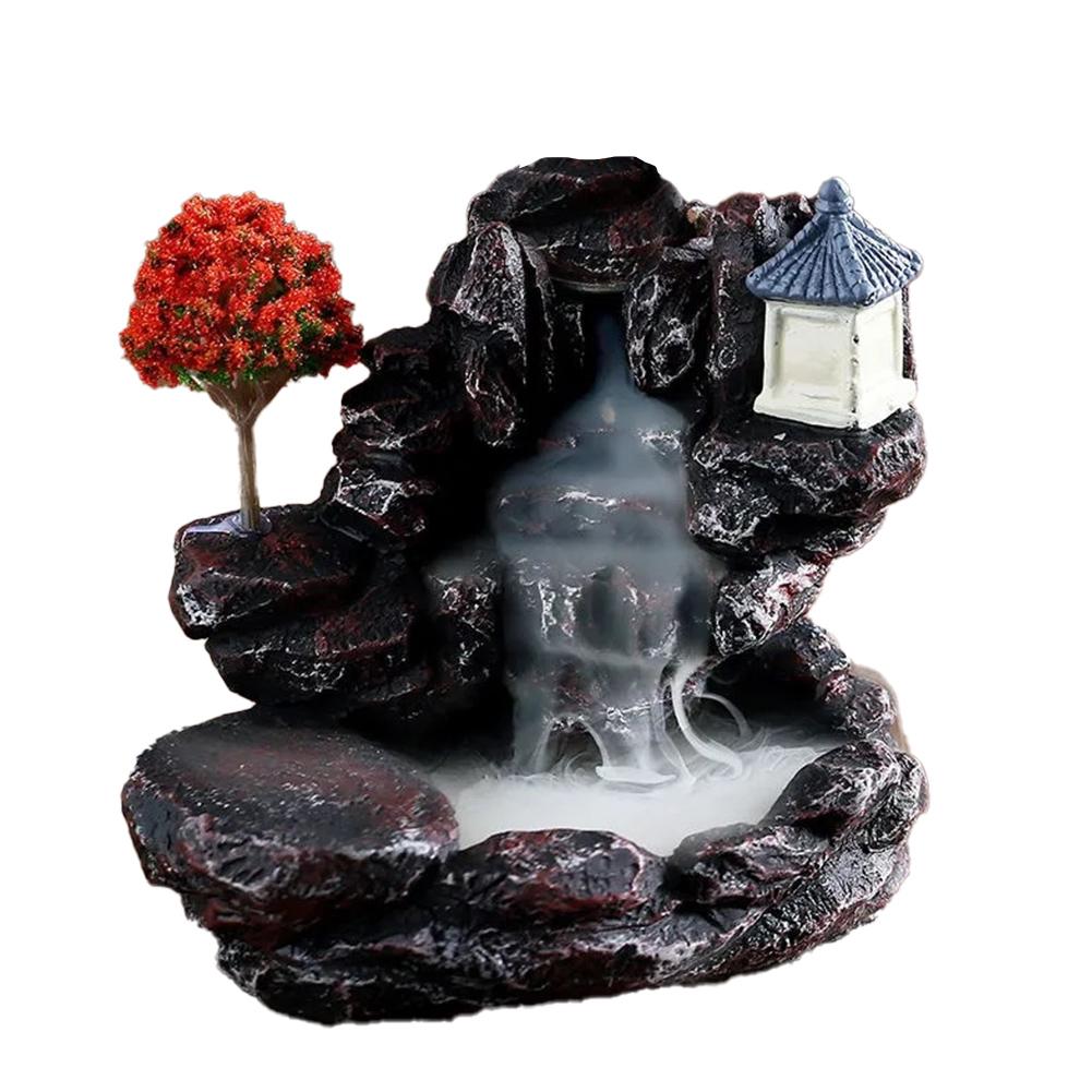 Creative Home Decorations Windproof Backflow Incense Fountain&Candlestick Ornaments Desktop Ind G6D8