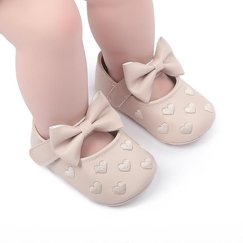 Girl Baby Princess Shoes Preschool Children's Anti slip Flat Bottom Soft Sole Cotton Baby Bed Shoes Cute Bow Baby Walking Shoes