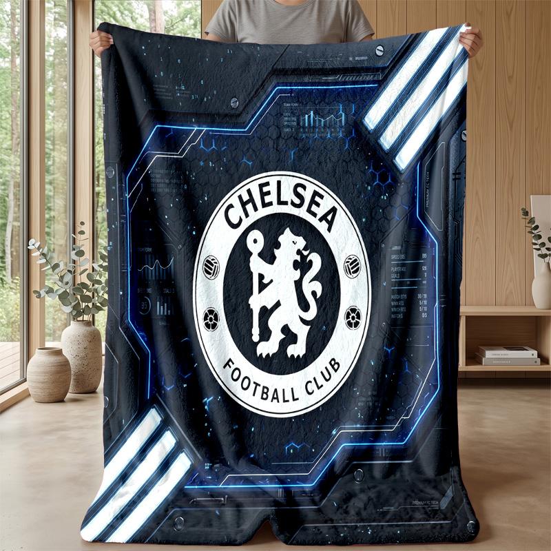 Chelsea FC Theme Blanket Soft Flannel Blanket Plush Throw Blanket Cozy Sofa Bed Blanket for Home Decor