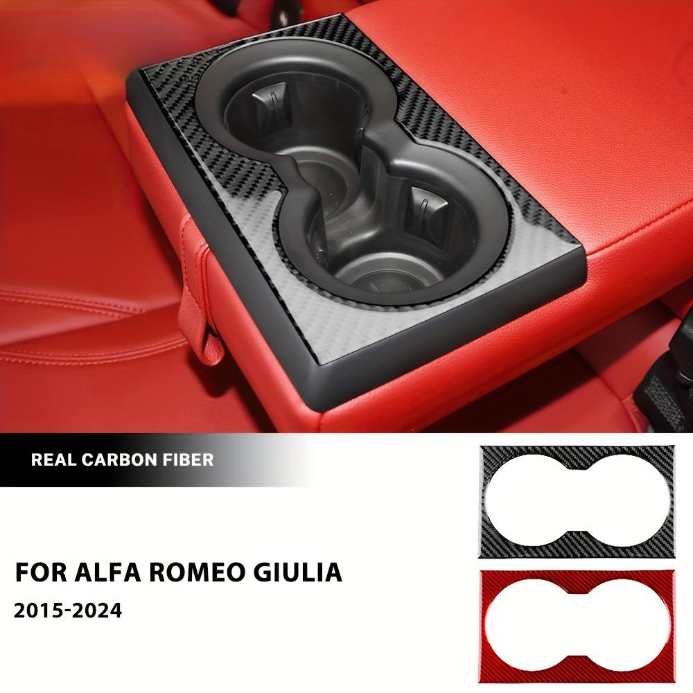 For Alfa Romeo Giulia 2015-2025 Rear Center Console Water Cup Holder Frame Cover Carbon Fiber Sticker Car Interior Accessories