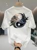 Yin Yang with Ocean and Cloud Art Print On Premium Soft 100 Cotton Unisexs T Shirt Perfect for Summer Casual Streetwear Style