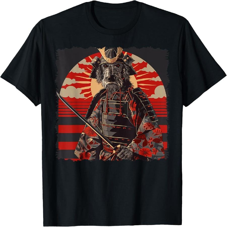 Irish Wolfhound Dog Japanese Art Samurai Ukiyo-e Vintage T-Shirt for Men Women Kids S
