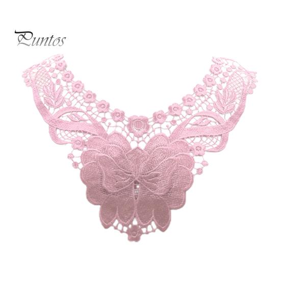 

Жіночий мереживний комір із порожнистою квіткою, вишитою обробкою, аплікацією, кольоровим мереживним вирізом для шиття своїми руками, весільної сукні, косплею на Хелловін рожевий