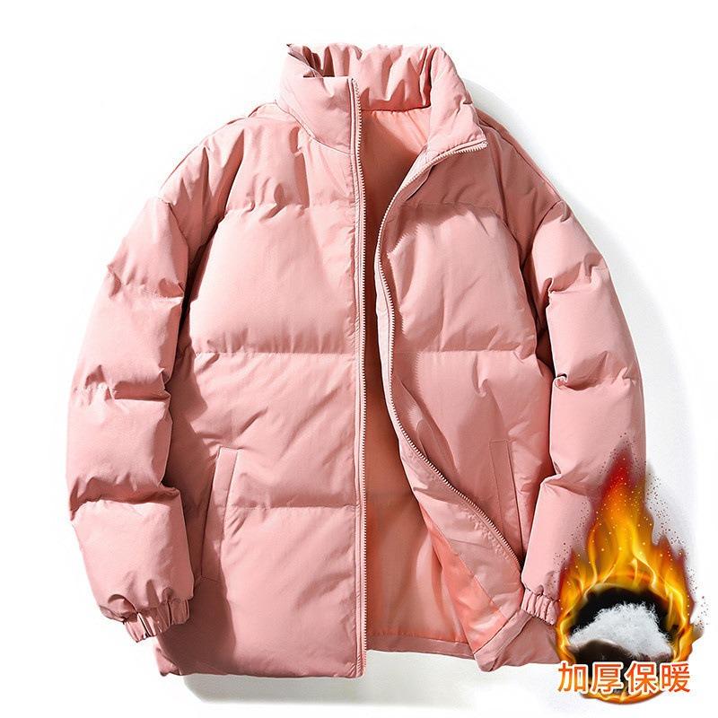 Winter Thickened Cotton Clothes Men's Trendy Brand IS Stand-up Collar Bread Clothes Solid Color Loose Large Size Cotton Clothes Jacket