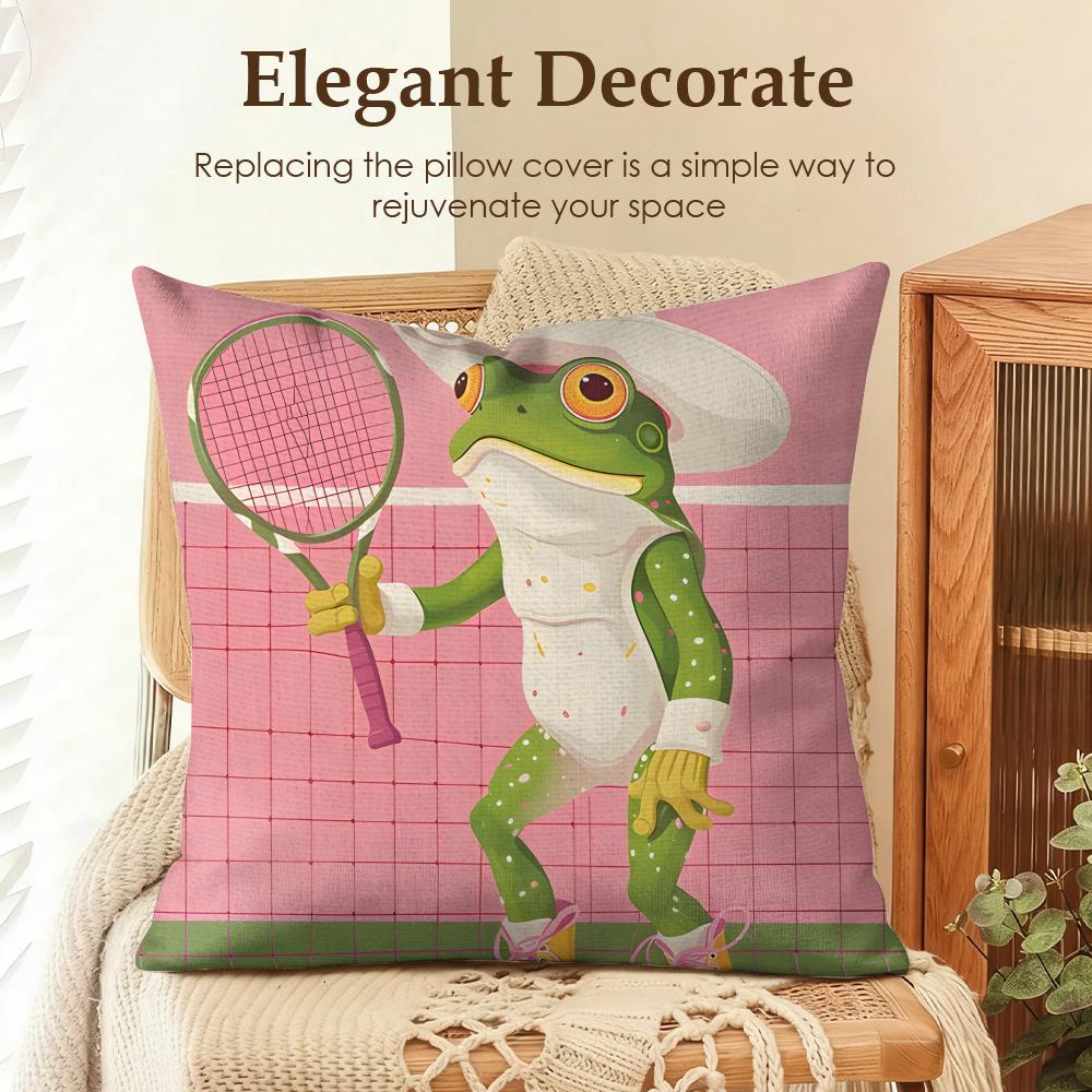 Funny Animal Friends Design Cushion Cover Natural Linen Organic Fabric DoubleSided Printing Sofa Home Decor Gift Pillow Case
