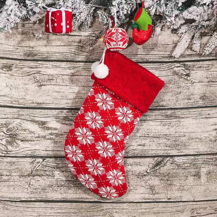 Knitted Wool Christmas Stocking - Tree Ornaments & Gift Bags for Children's Holiday Gifts & Candy