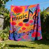 1pc Music Notes Print Outdoor Blanket, Lightweight Polyester,