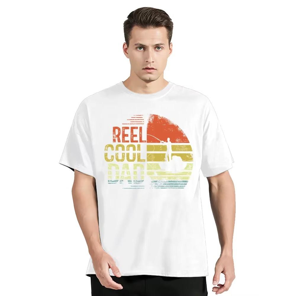 Reel Cool Dad Print T-shirt Men's Funny Fishing Tshirt Homme Harajuku Father's Day Gift T Shirt Oversized New  O-neck Tops
