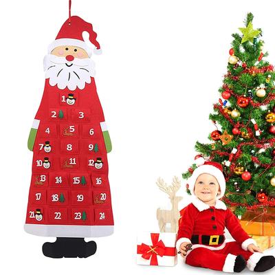 Weihnachtsfilz-Adventskalender mit 24 Taschen Hängende Ornamente für Zuhause Büro Tür Wanddekorationen Countdown bis Weihnachten