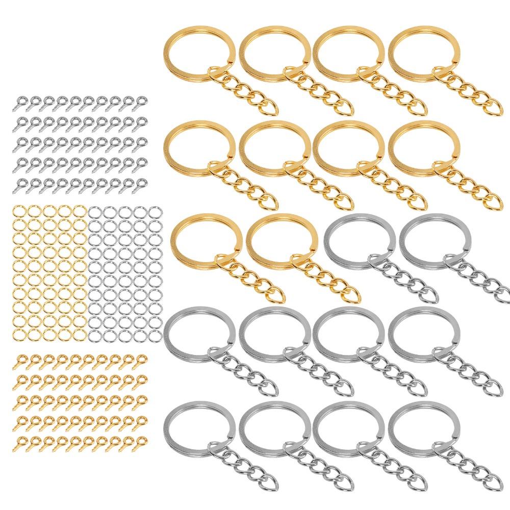 220pcs Gold DIY Keychain Rings Circle Keychain Findings Keychain Rings Kit  Jewelry Making
