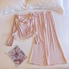 Women's French Lace Floral Long Pajama Set - Sea Island Velvet, Long Sleeve & Pants for Seasons