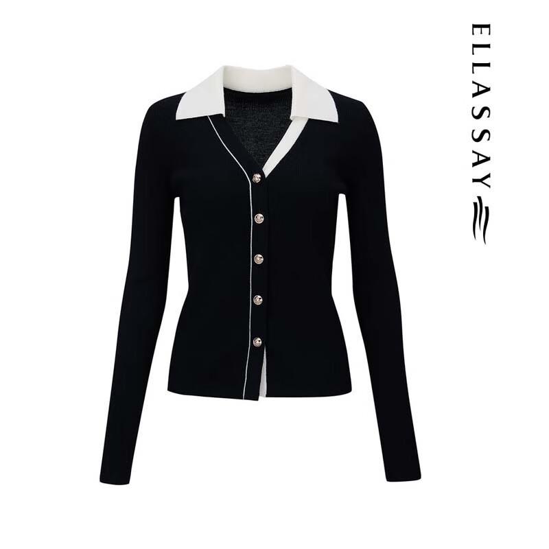 ELLASSAY Women's Color Block Wool Knit Sweater