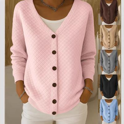 Autumn Winter New Women's Casual Loose Fashion Plaid Long Sleeve Knit Cardigan Hoodie Jacket