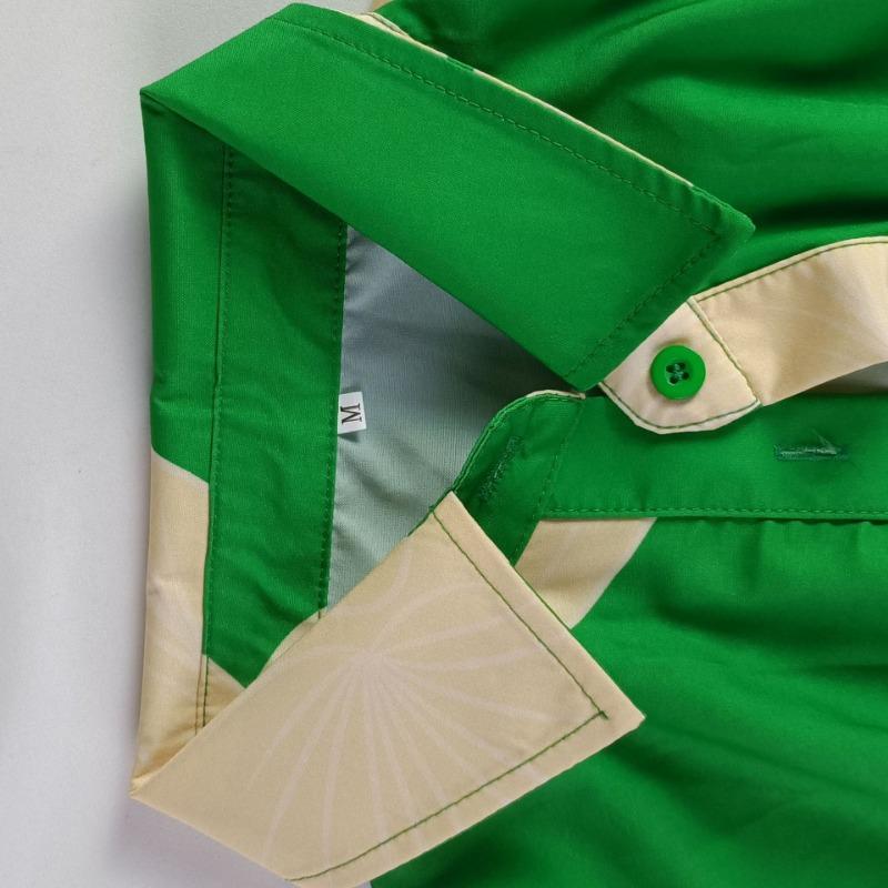 Sommer Europa und Die Vereinigten Staaten Damen Bedruckte Revers Kurzarm Hochtailliert Lange Hemdkleider