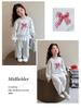 2025 Bow Lace Girls' Sporty Two-Piece Sweatshirt Set for Spring and Autumn