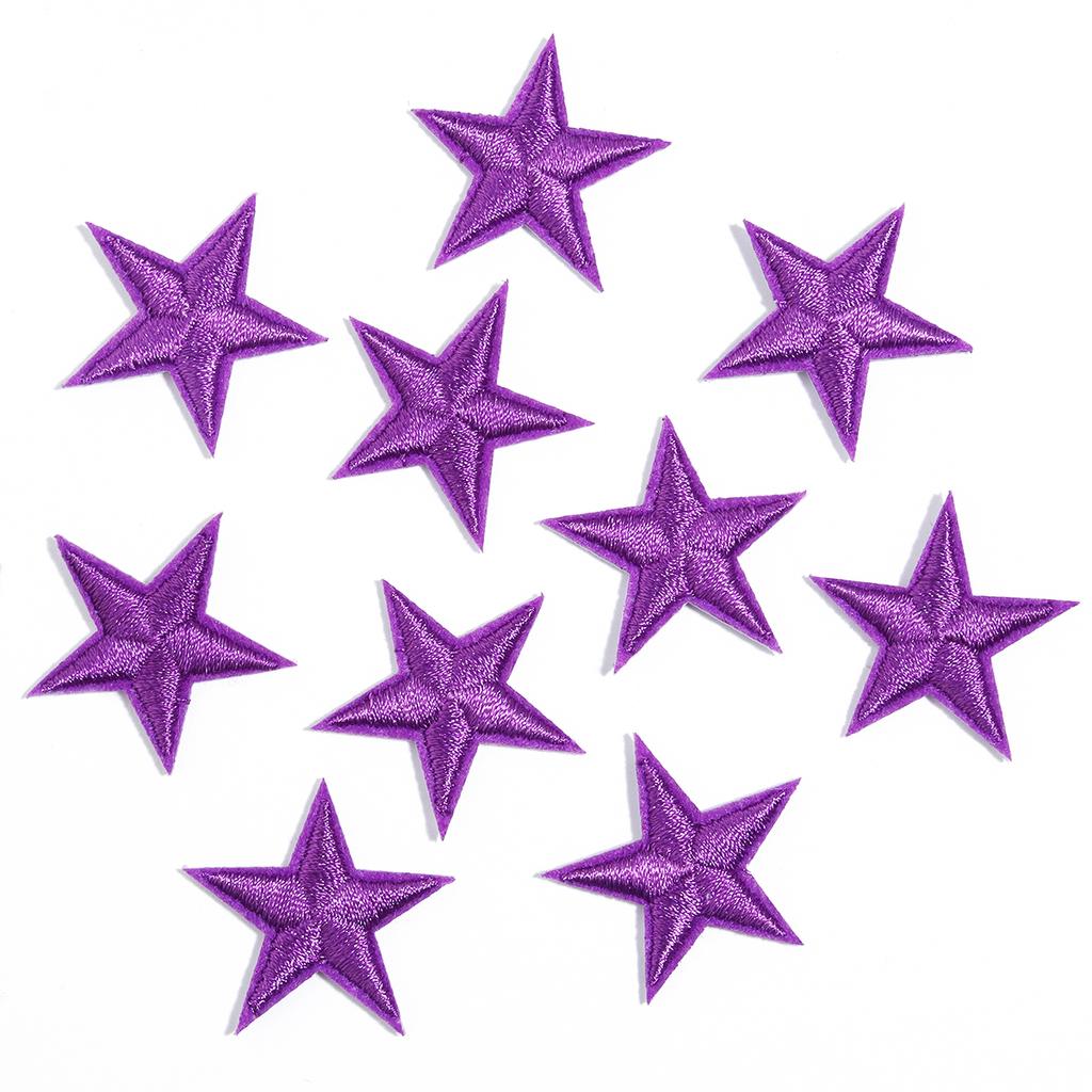 10 sztuk 3cm Małe Mini Gwiazdki Haftowane Naszywki do Prasowania na Ubrania DIY Ubrania Pentagramy Aplikacje Czarno-Białe Złote Paski z Naklejkami
