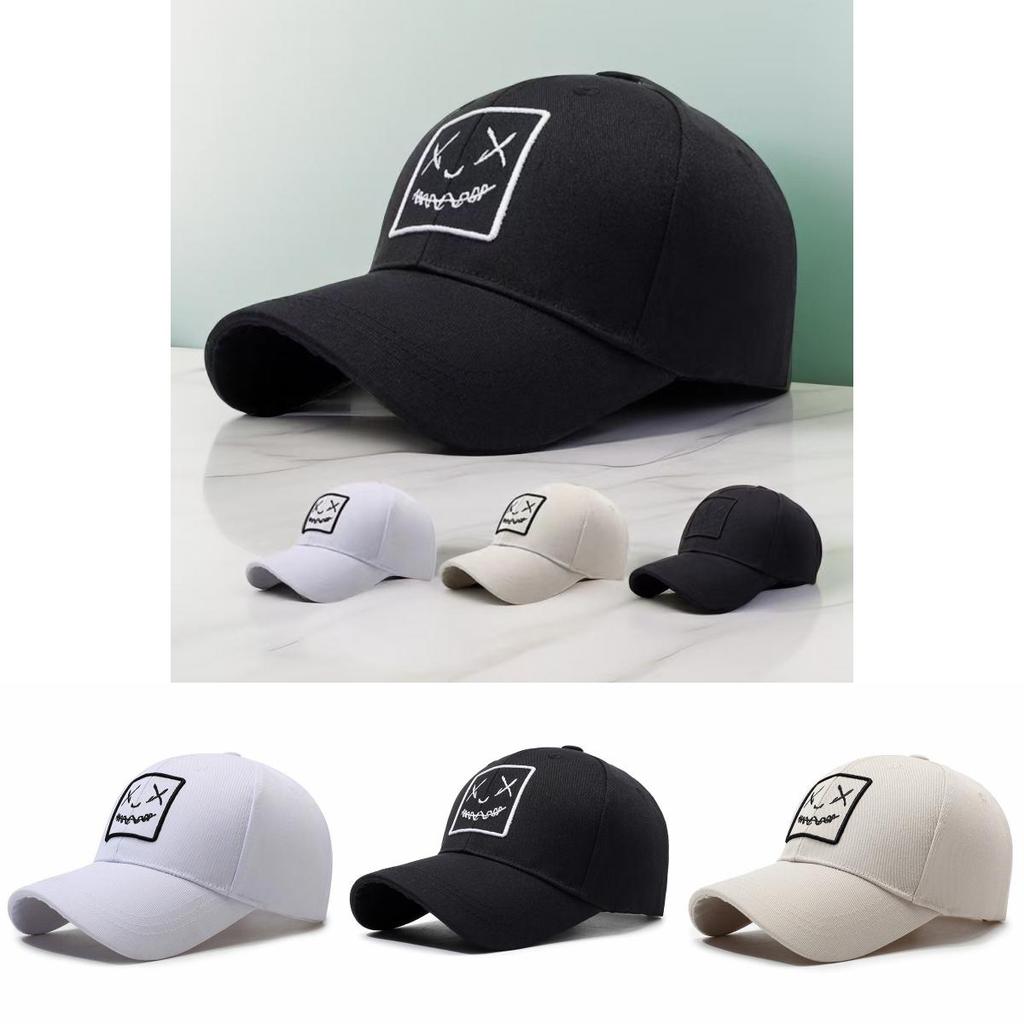 Baseball Cap With Embroidered Face Expression For Sun Protection And Trendy Style For Men And Women