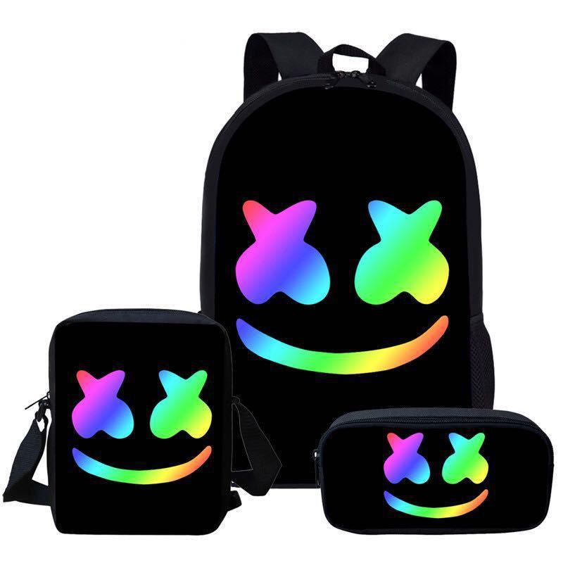 Marshmello Backpack Set Durable Versatile Stylish For School Travel