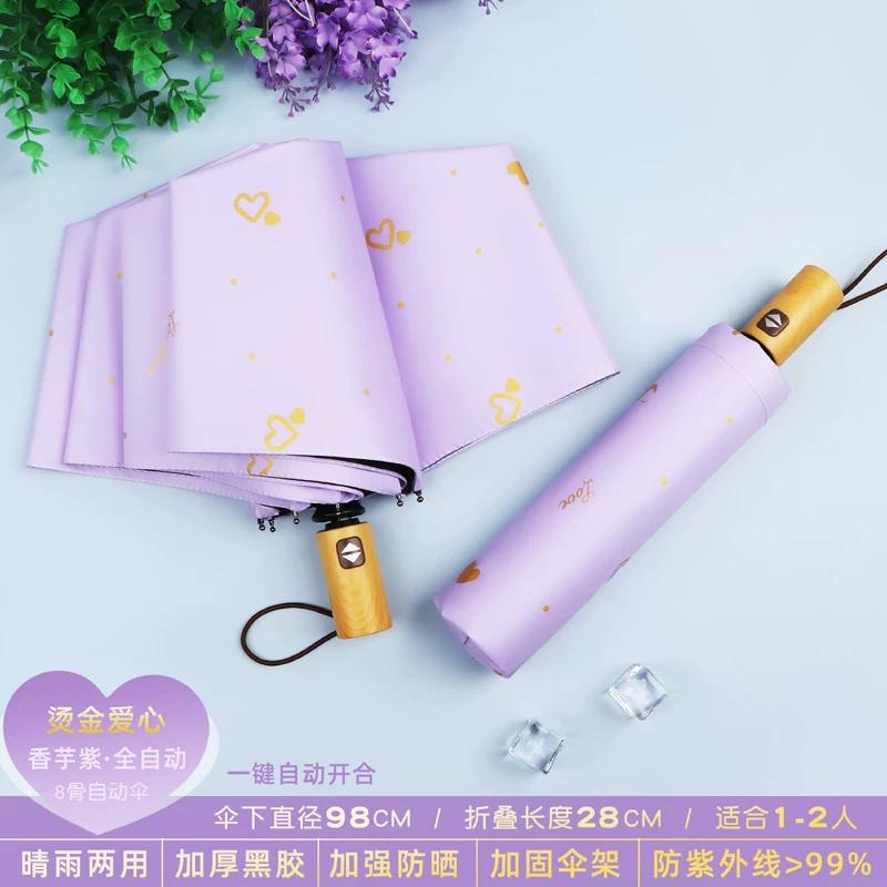 Ombrello da Bambina Carino con Stampa Pois Pieghevole Protezione Solare UV Automatico Pioggia e Sole Doppio Uso Ombrello da Sole